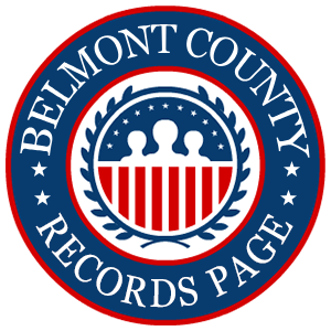 A round red, white, and blue logo with the words Belmont County Records Page for the state of Ohio.